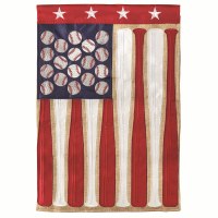 18" x 13" Mini Baseball and Bat American Flag Garden Flag