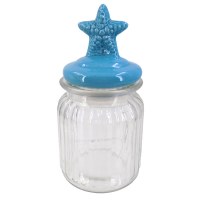 6" Glass Bottle With Ceramic Blue Starfish Top