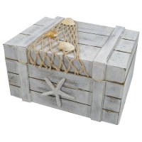 7" White Washed Box With Shells