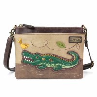 8" Chala Taupe Gator Mini Cross Body Bag