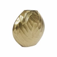 12" Gold Flat Metal Vase