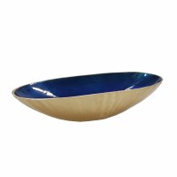 24" Gold and Blue Metal Oval Bowl