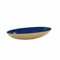 22" Gold and Blue Metal Oval Bowl