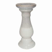 10" White and Gray Ceramic Pillar Candle Holder