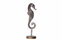 20" Silver Metal Seahorse On Stand