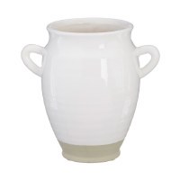 9.5" White 2 Handle Ceramic Vase