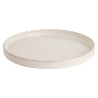 13.5" Round Ivory Ceramic Tray