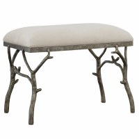 24" Distressed Silver Finish Branch Leg Bench