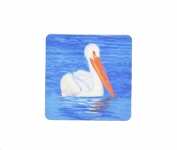 4" Square White Pelican Coaster