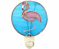 6" Flamingo Stained Glass Night Light