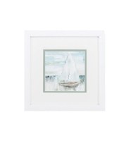 11" Square Full Sailboat Framed Print Under Glass