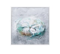 12" Square Green and Gray Sand Dollar Framed Gel Print