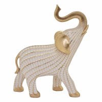 13" Gold and Cream Elephant Figurine