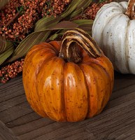 3.5" Dark Orange Polystone Pumpkin Fall and Thanksgiving Decoration