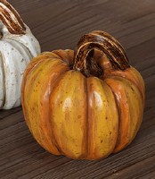 3.5" Light Orange Polystone Pumpkin Fall and Thanksgiving Decoration