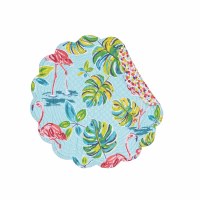 17" Round Flamingo Garden Quilted Reversible Placemat