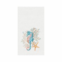 18" x 27" Seahorse and Coral Waffle Knit Kitchen Towel