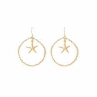 Gold Tone Starfish Circle Earrings