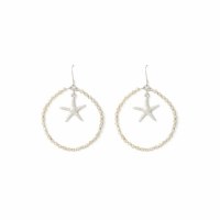 Silver Starfish Circle Earrings