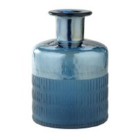 9" Blue Textured Glass Vase