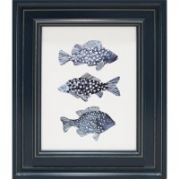 26" x 21" 3 Navy Fish 1 Framed Gel Print
