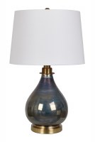 28" Dark Blue Iridescent Ceramic Table Lamp