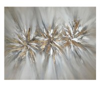 47" x 59" 3 Silver and Gold Bursts Canvas