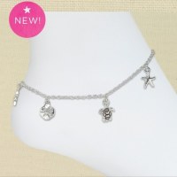 Silver Sealife Charms Anklet