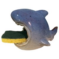 5" Blue Ceramic Shark Sponge Holder