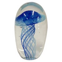 Blue Jellyfish In Glass Paper Weight