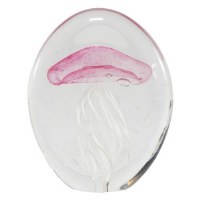 Pink Jellyfish In Glass Paper Weight
