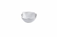 5" Tiny White With Silver Rim Square Porcelain Bowl with Handles by Pampa Bay