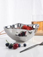 5" Square Silver Small Square Porcelain Bowl by Pampa Bay