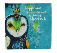 5" Square Birthday Happy Owl Canvas Print Card