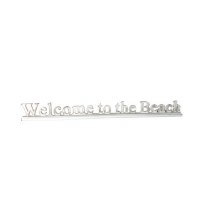 34" White Welcome To The Beach Wooden Sign