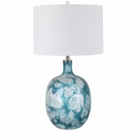 32" Blue Seaglass Table Lamp