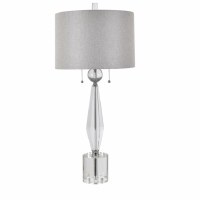 31" Clear Crystal Column Table Lamp