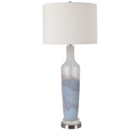 30" Light Blue and Frost Glass Table Lamp