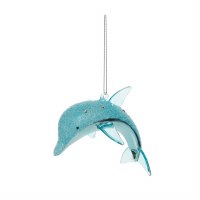 4.5" Blue Dolphin Glass Ornament