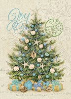 8" x 5" Box of 14 Glitter Embellished Coastal Christmas Tree Cards