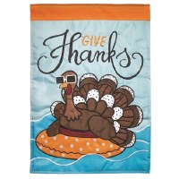 18" x 13" Mini Turkey In Floaty Thanksgiving Garden Flag