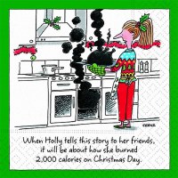 5" Square Burned 2000 Calories Christmas Day Beverage Napkins