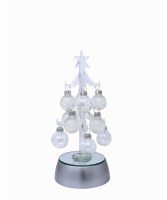 8" LED Clear Glass Light Up Tree With 12 Clear Ornaments