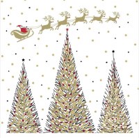 6.5" Square Gold and Black Tree With Santa Lunch Napkin