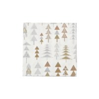 5" Square Gold and Silver Geo Tree Beverage Napkin