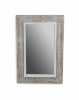 27" x 18" Whitewashed Wooden Wall Mirror