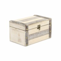 6" x 10" Whitewashed and Brown Stripe Wooden Box