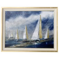 36" x 46" Indigo Swells Textured Gel Framed Print