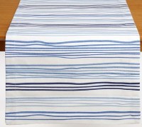 72" Blue Watercolor Stripe Fabric Table Runner