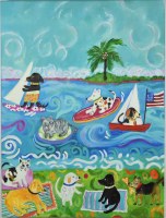 32" x 24" Dogs on the Beach Canvas